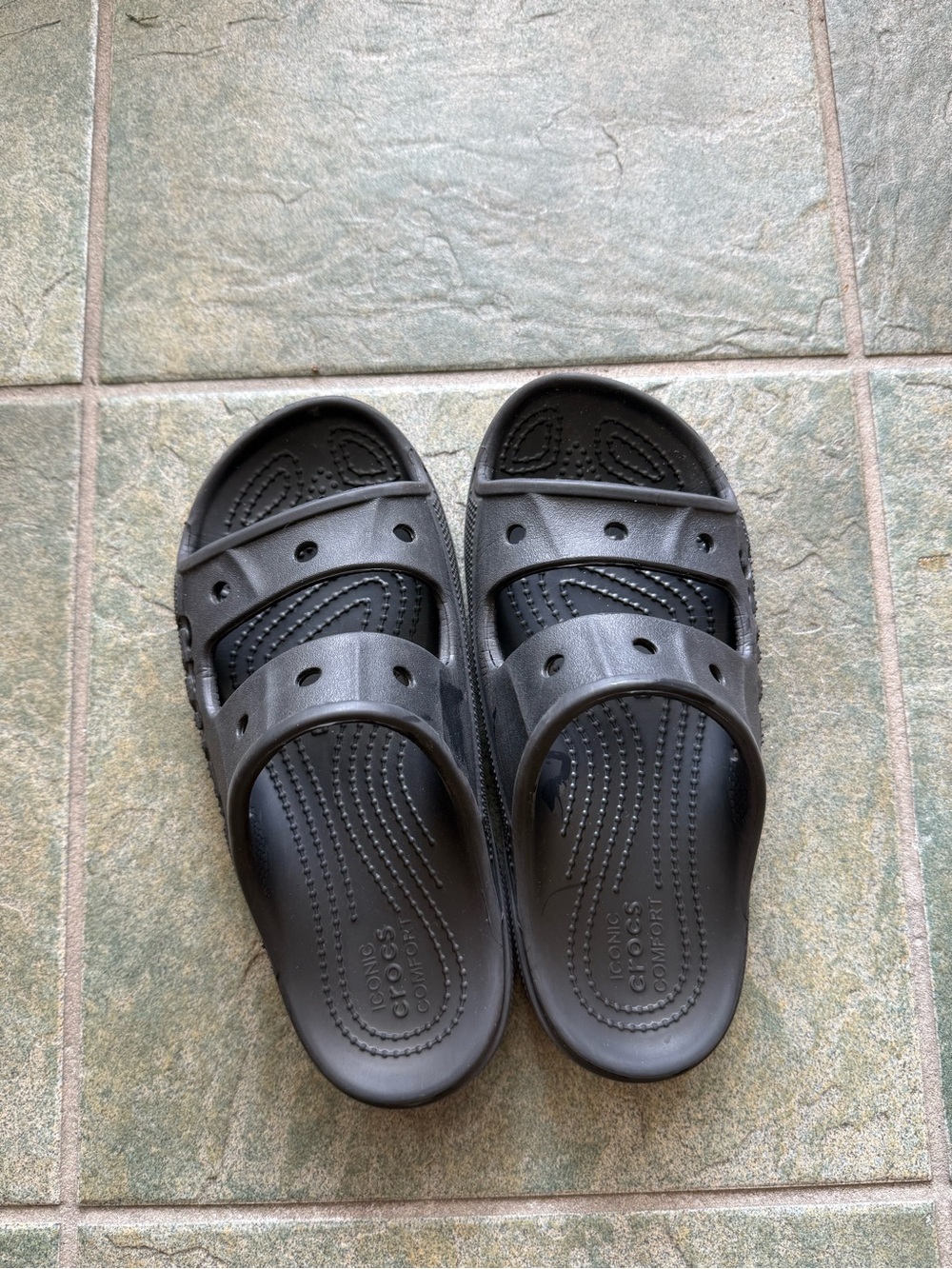 Black Slip-On Croc Sandals, size 6